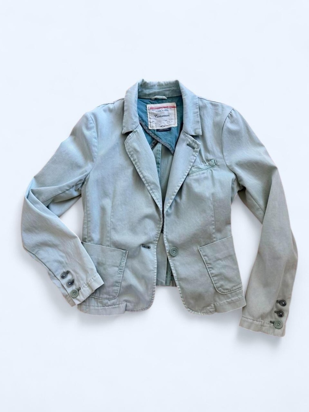 Cartonnier by Anthropologie Icy Blue Cotton Blazer — Size S